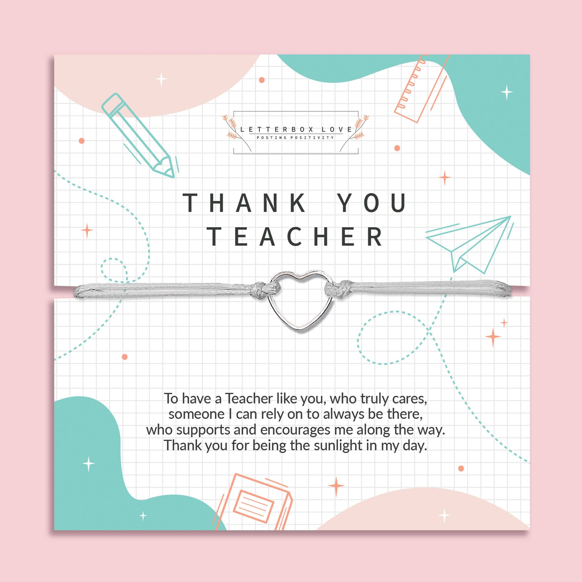 Thank you Teacher Wish Bracelet Gift