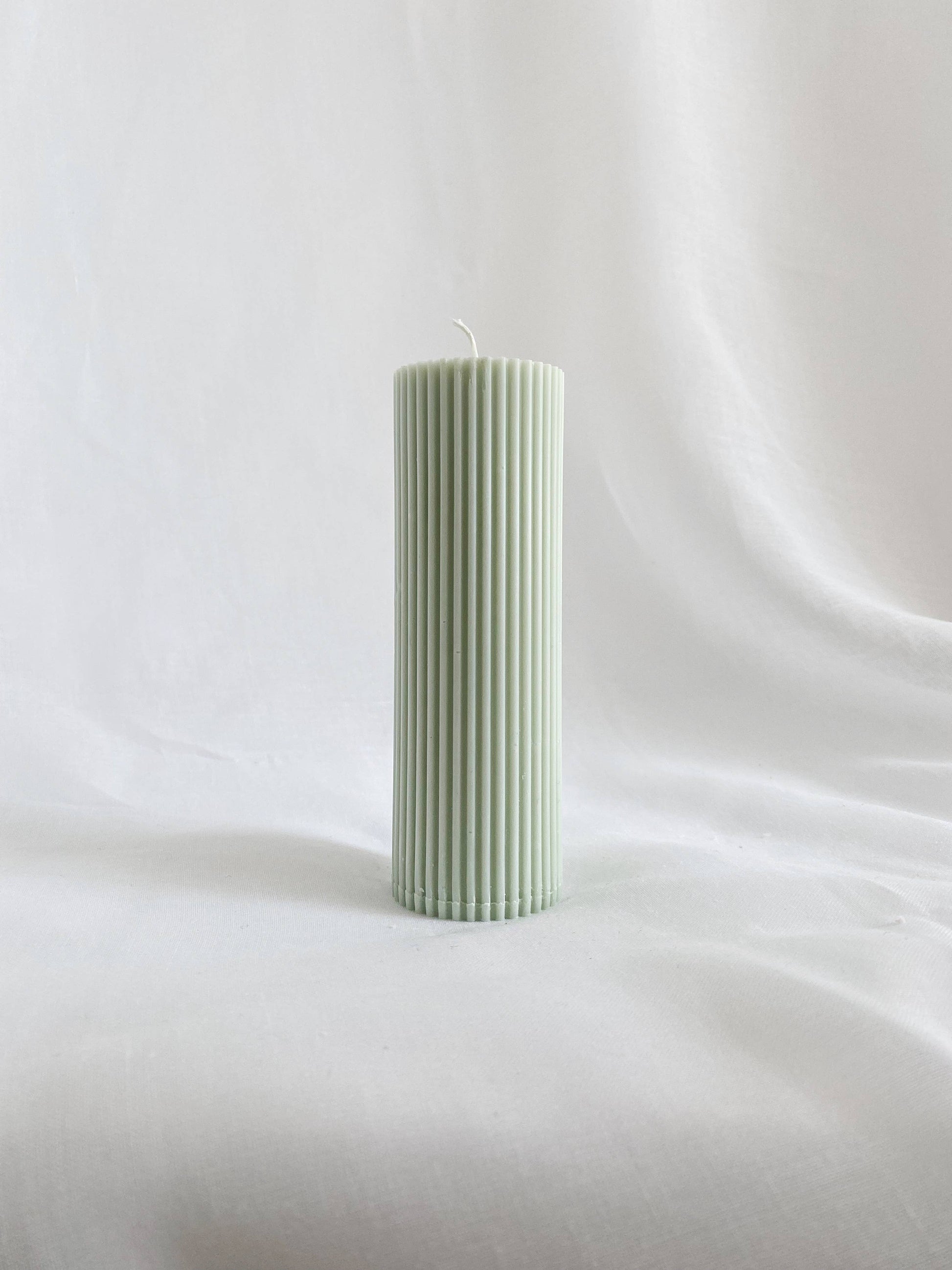 Medium Ribbed Pillar Candle. Vegan, soy, small batch. Weddin: Stone