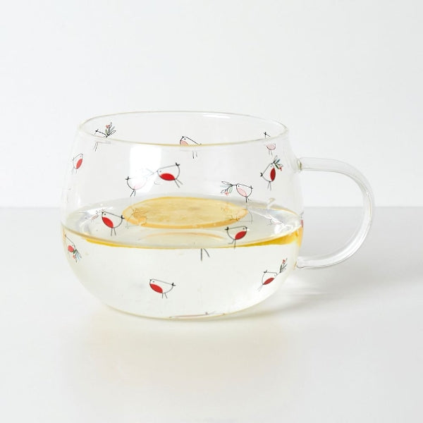 Glass Mug- Robin