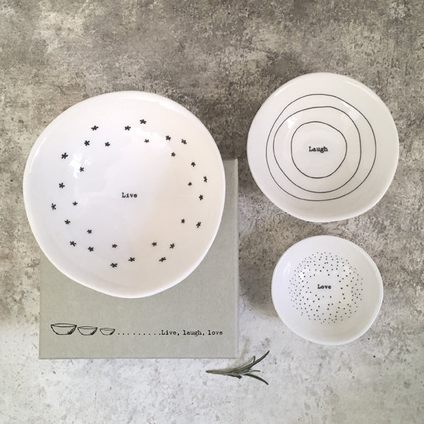 Live Laugh Love Bowl Trio