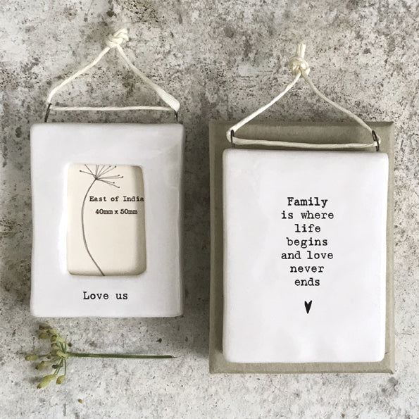 Hanging Porcelain Frame - Love Us