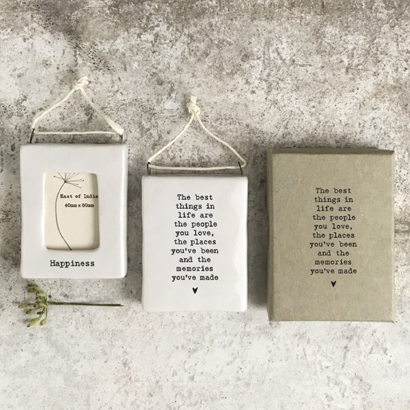 Hanging Porcelain Frame - Happiness