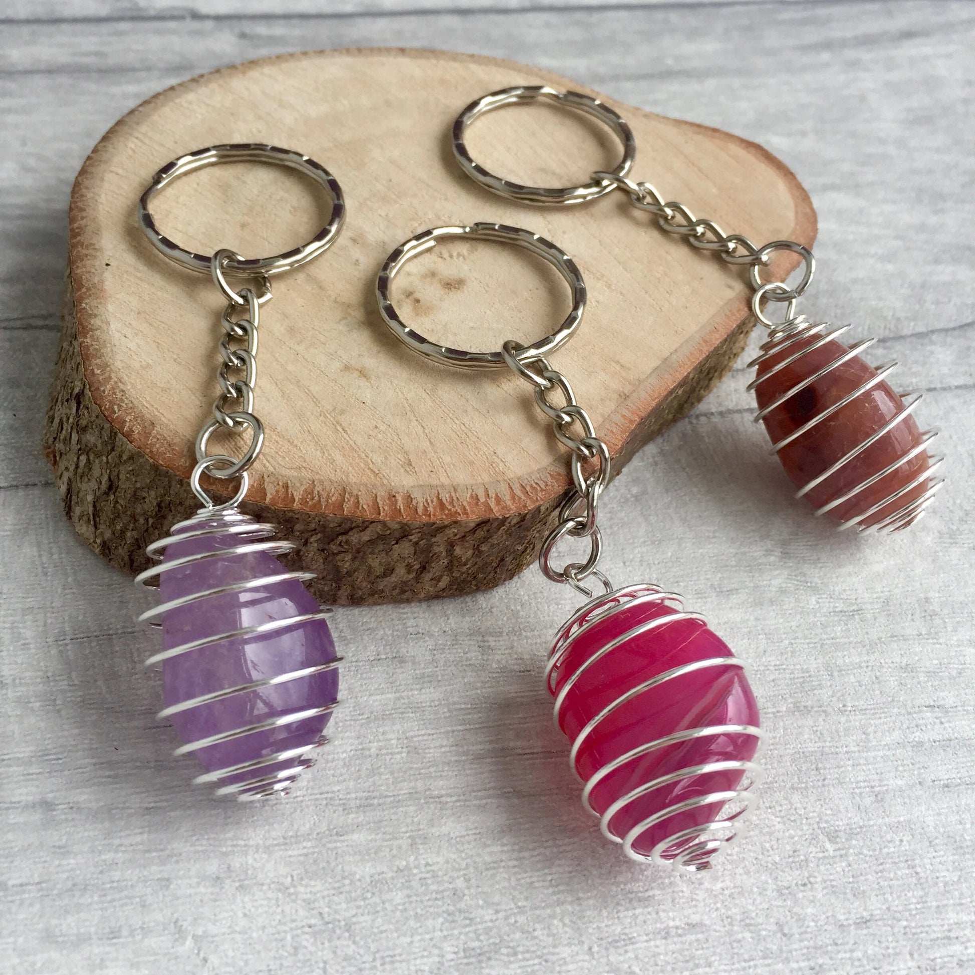 Gemstone Cage Keyring