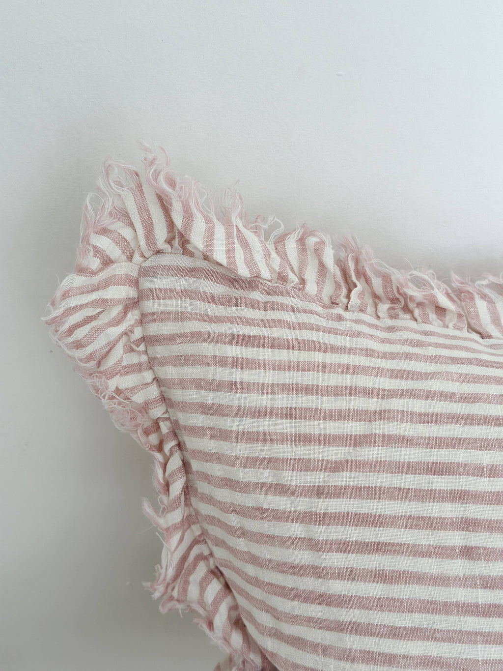 Hallie Ruffled Linen Cushion Cover 50x30 – Pink Stripe