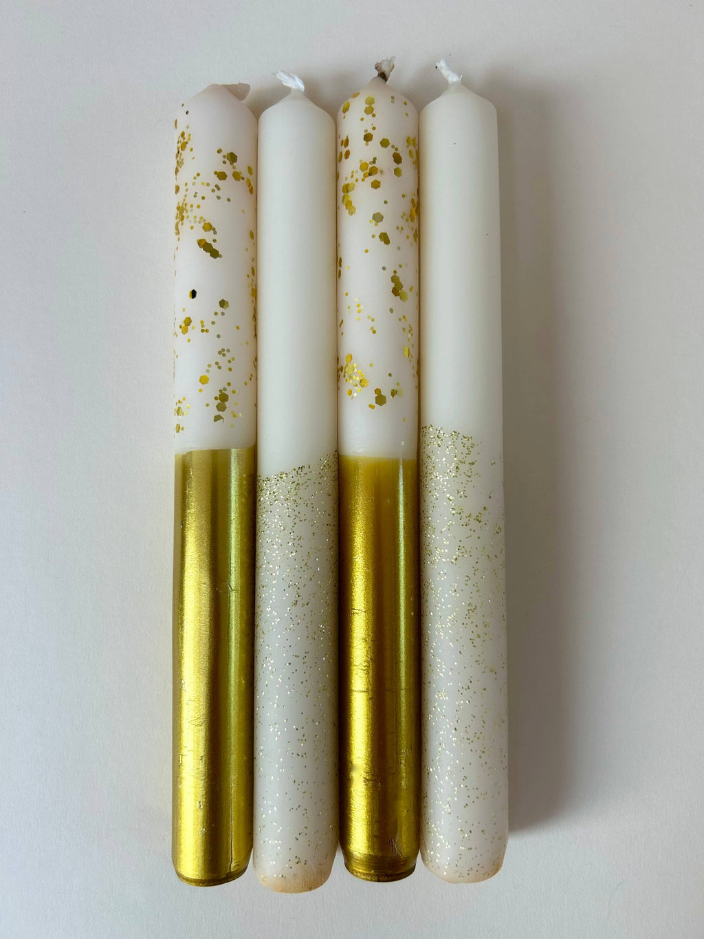 GOLDEN NIGHT Dip Dye Dinner Candle set of 4