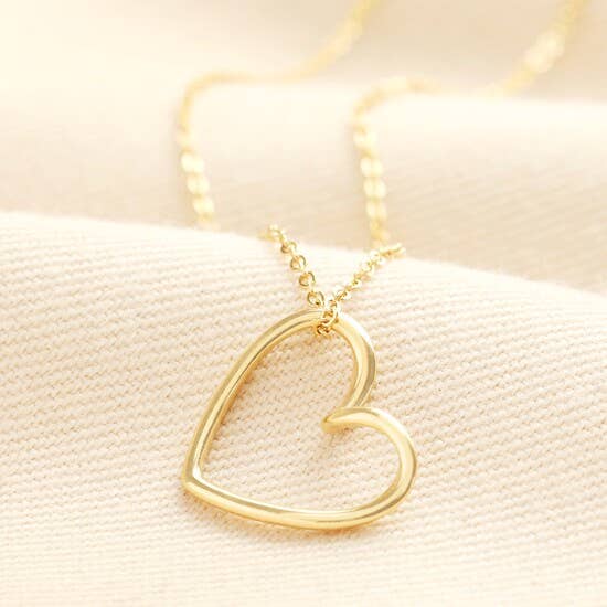Stainless Steel Heart Outline Pendant Necklace Gold