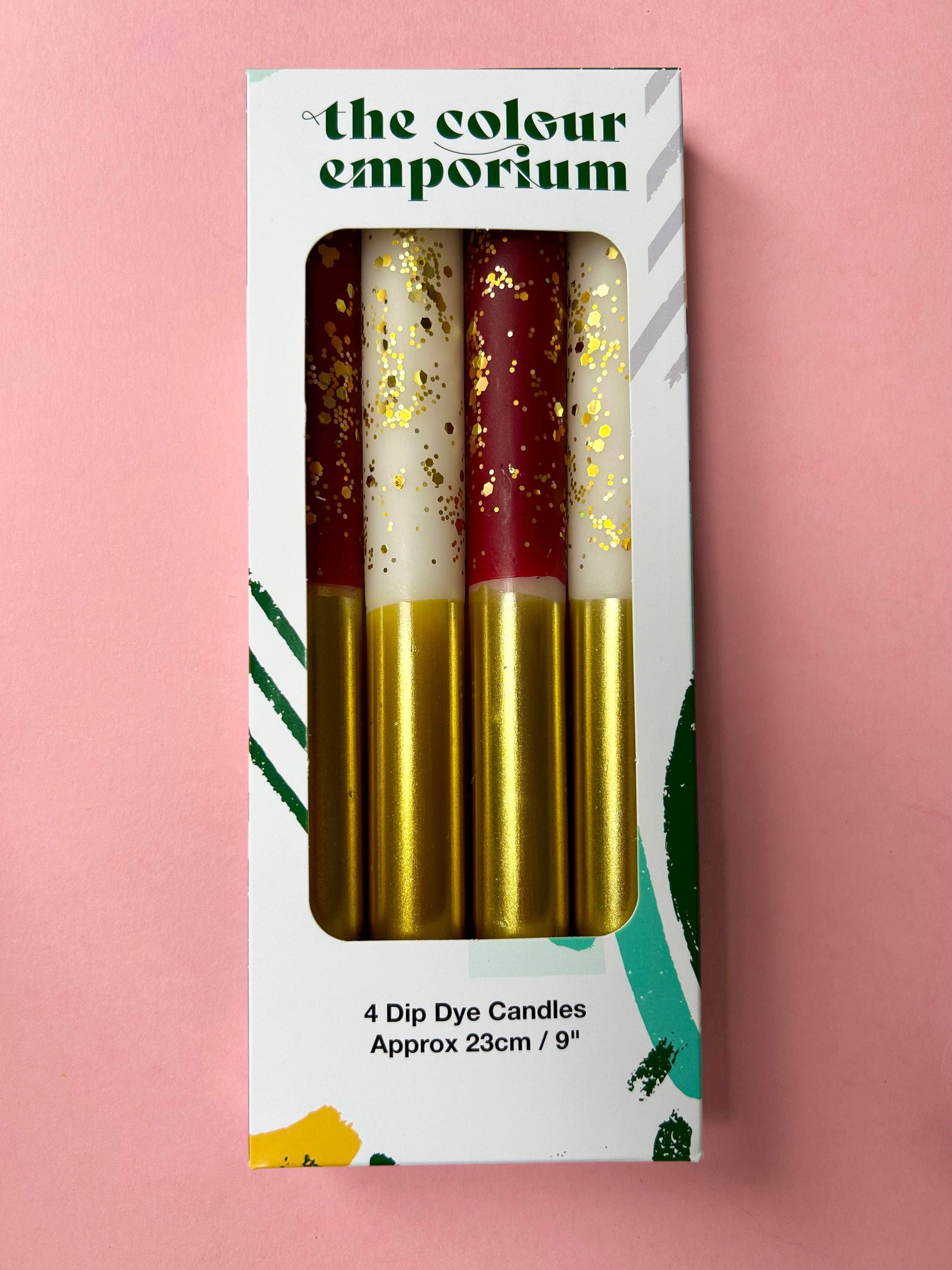 PLUM PUDDING AND ANGEL WINGS MIX Dip Dye Dinner Candle set: Set of 6