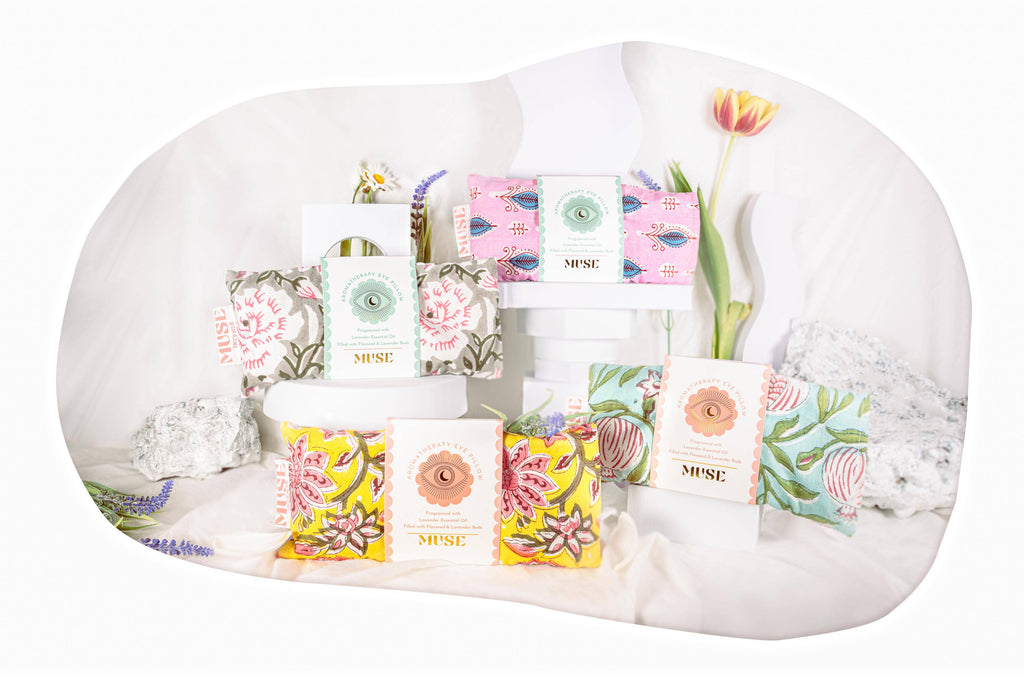 Eye Pillow Aromatherapy | Indian Block Print | Lavender: Yellow