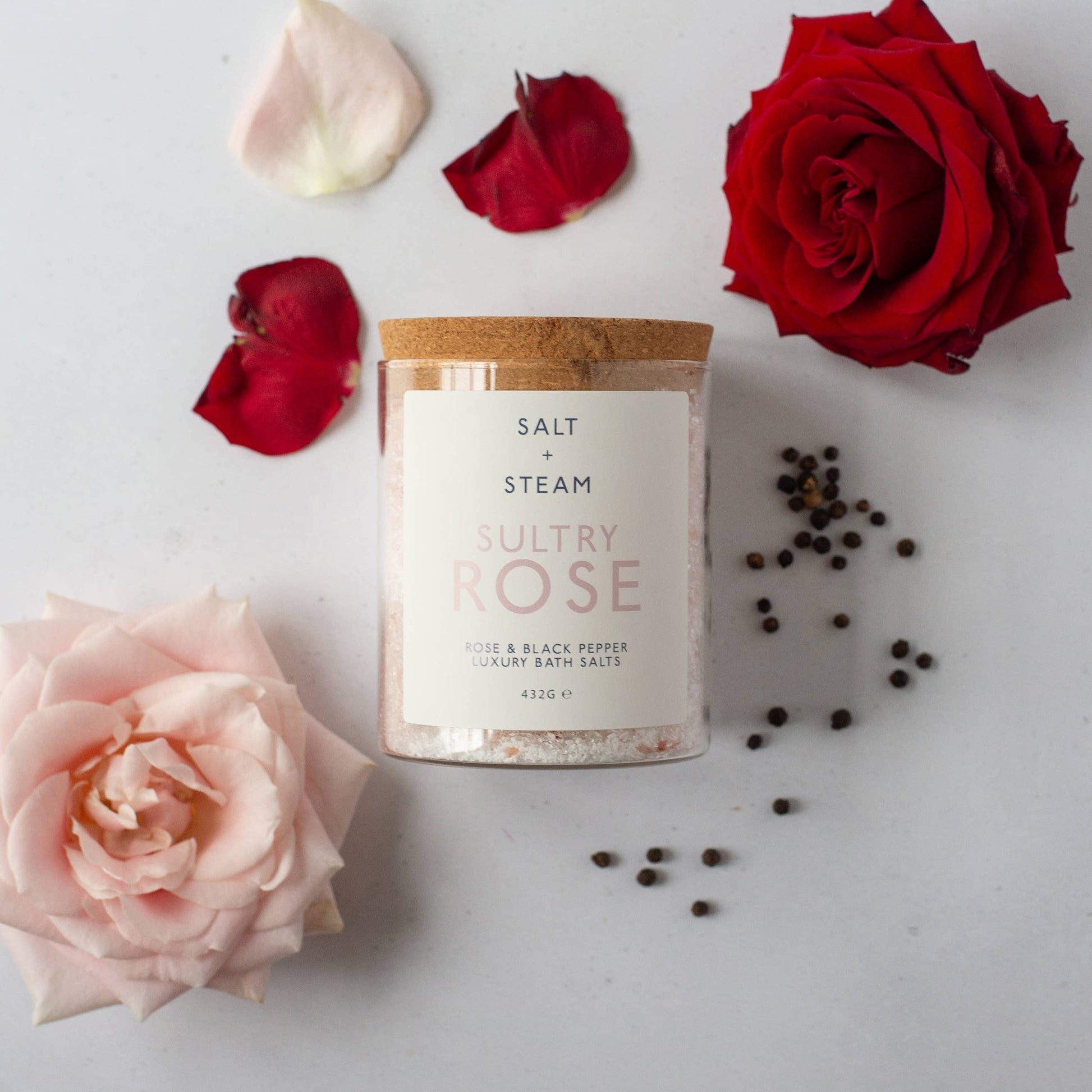 Sultry Rose - Rose & Black Pepper Bath Salts 80g & 432g: Jar