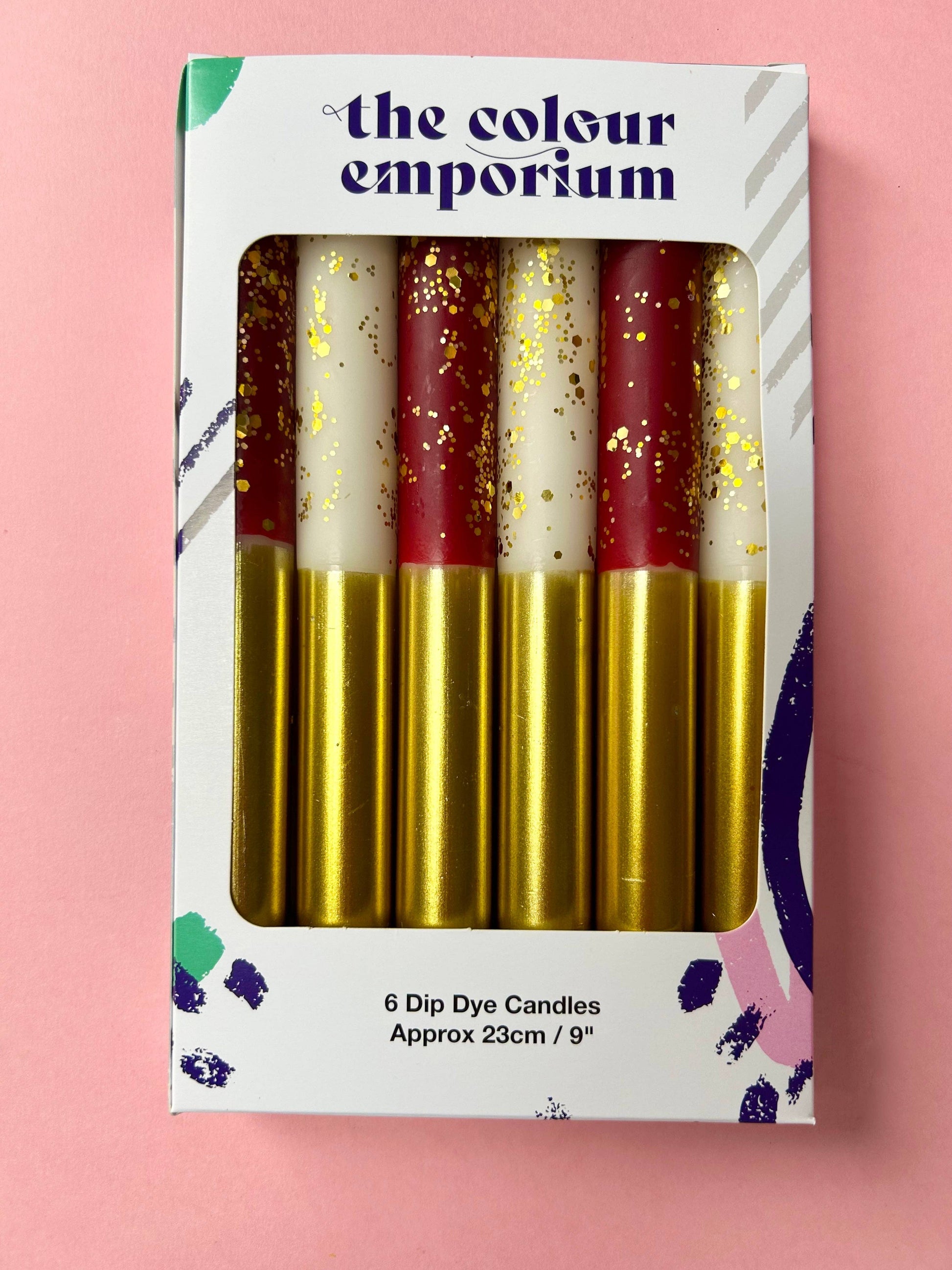 PLUM PUDDING AND ANGEL WINGS MIX Dip Dye Dinner Candle set: Set of 6