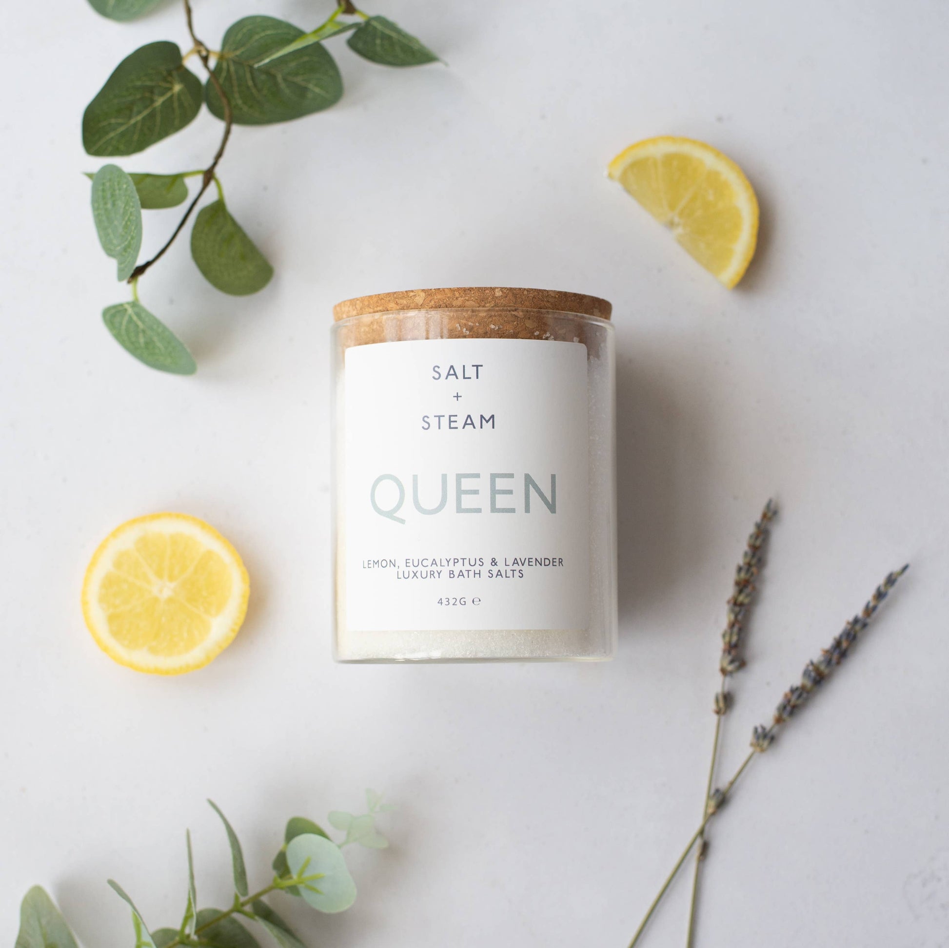 Queen - Lemon, Eucalyptus & Lavender Bath Salts 80g & 432g: Jar