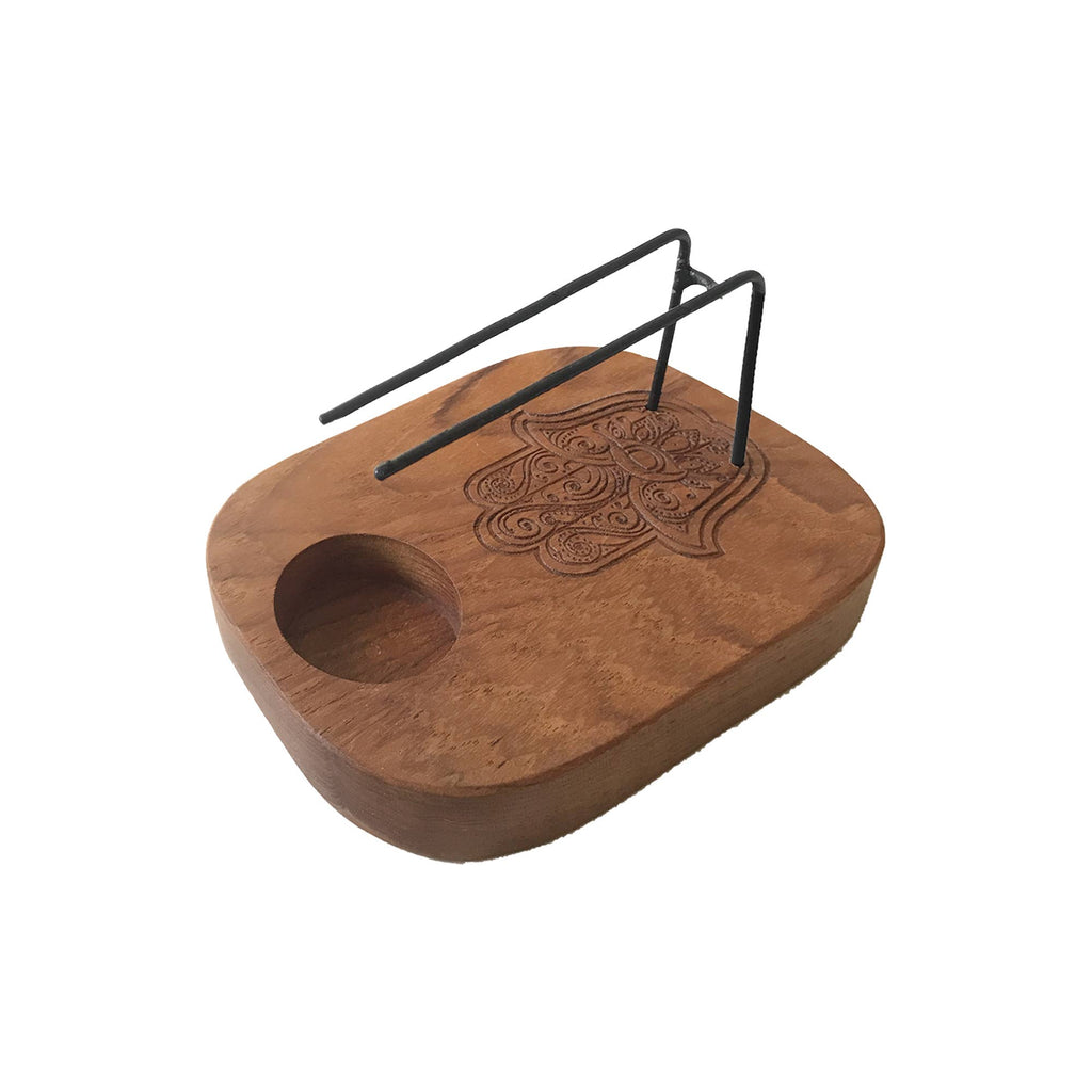 Palo Santo Heaters: Small Palo Santo Heater - Teak Wood - Mandala Design