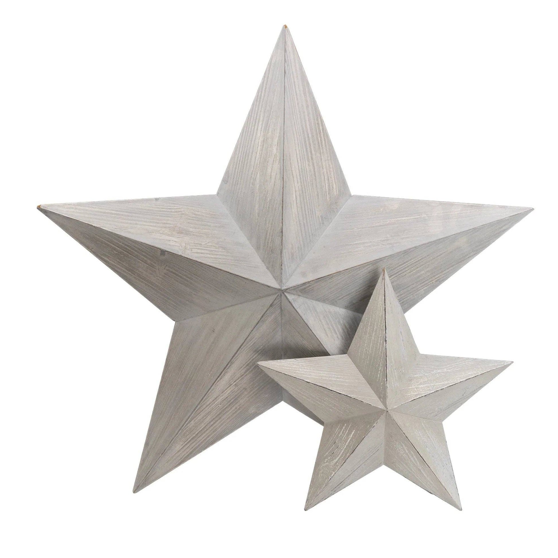 Extra Large 3D Star Wall Hanging in Grey Wash 2PK