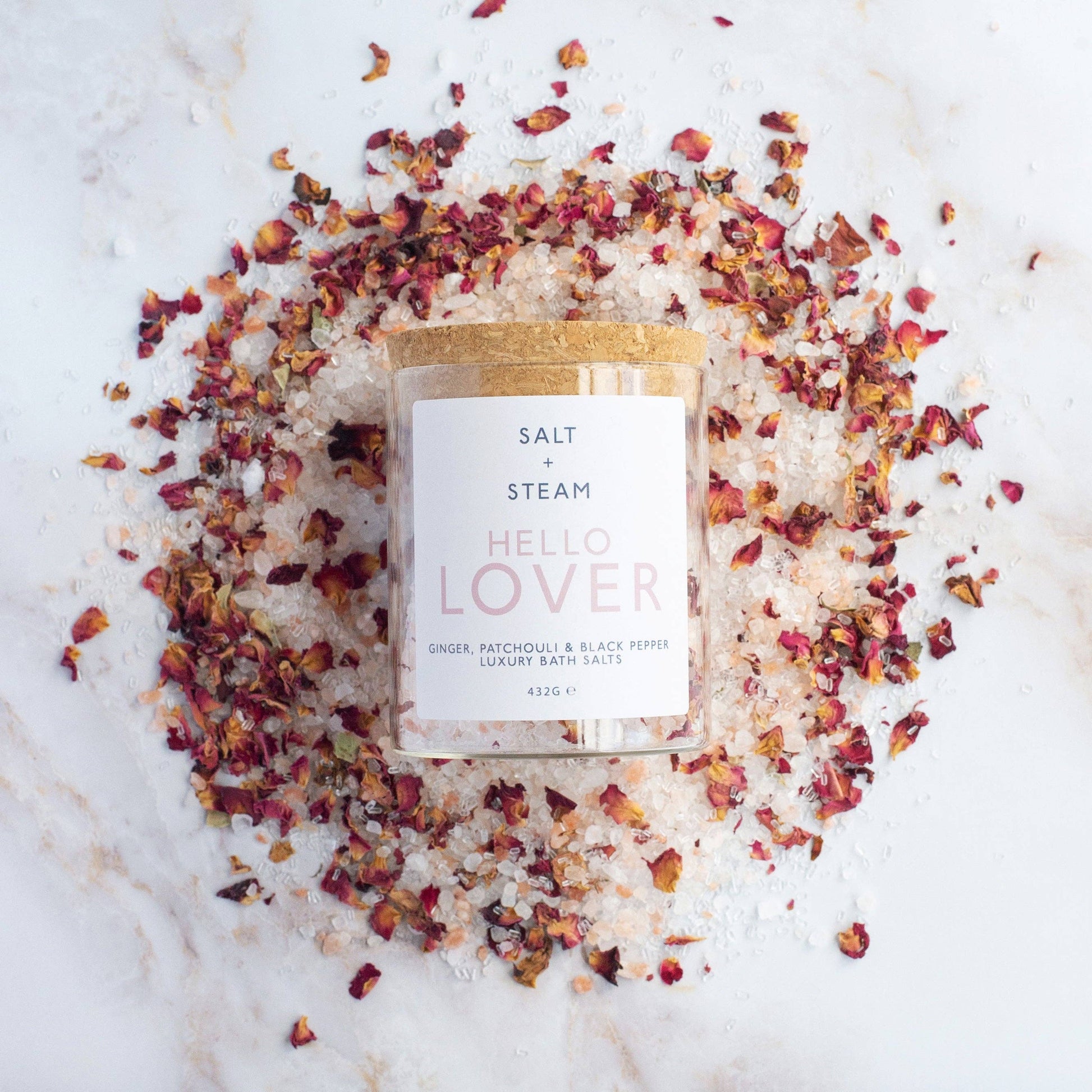 Hello Lover - Ginger & Patchouli Bath Salts 80g & 432g: Jar