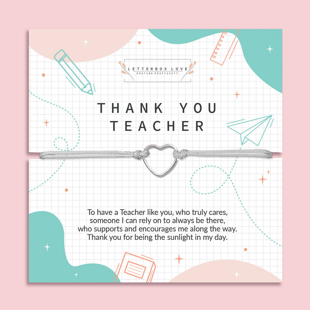 Thank you Teacher Wish Bracelet Gift
