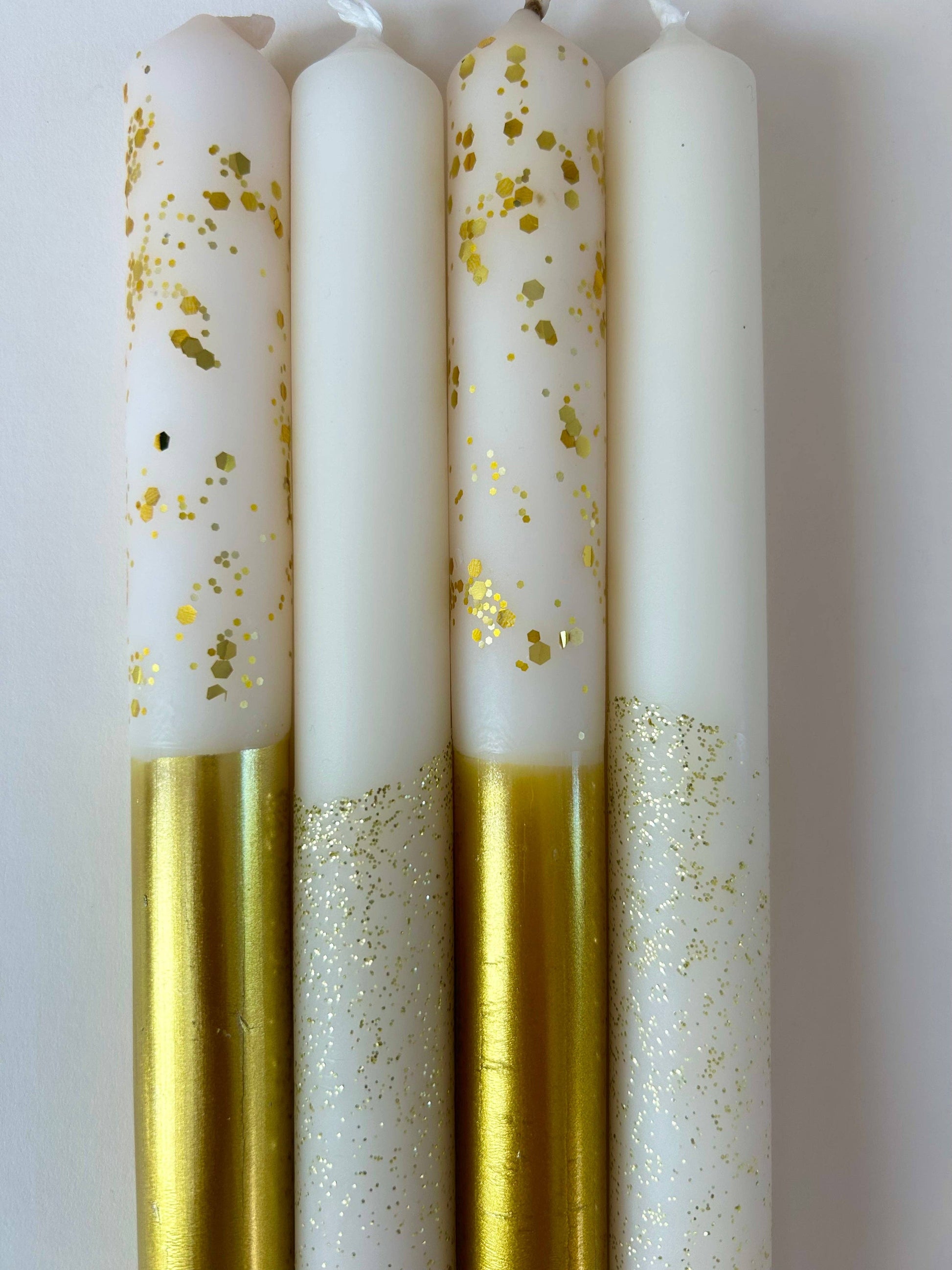 GOLDEN NIGHT Dip Dye Dinner Candle set of 4