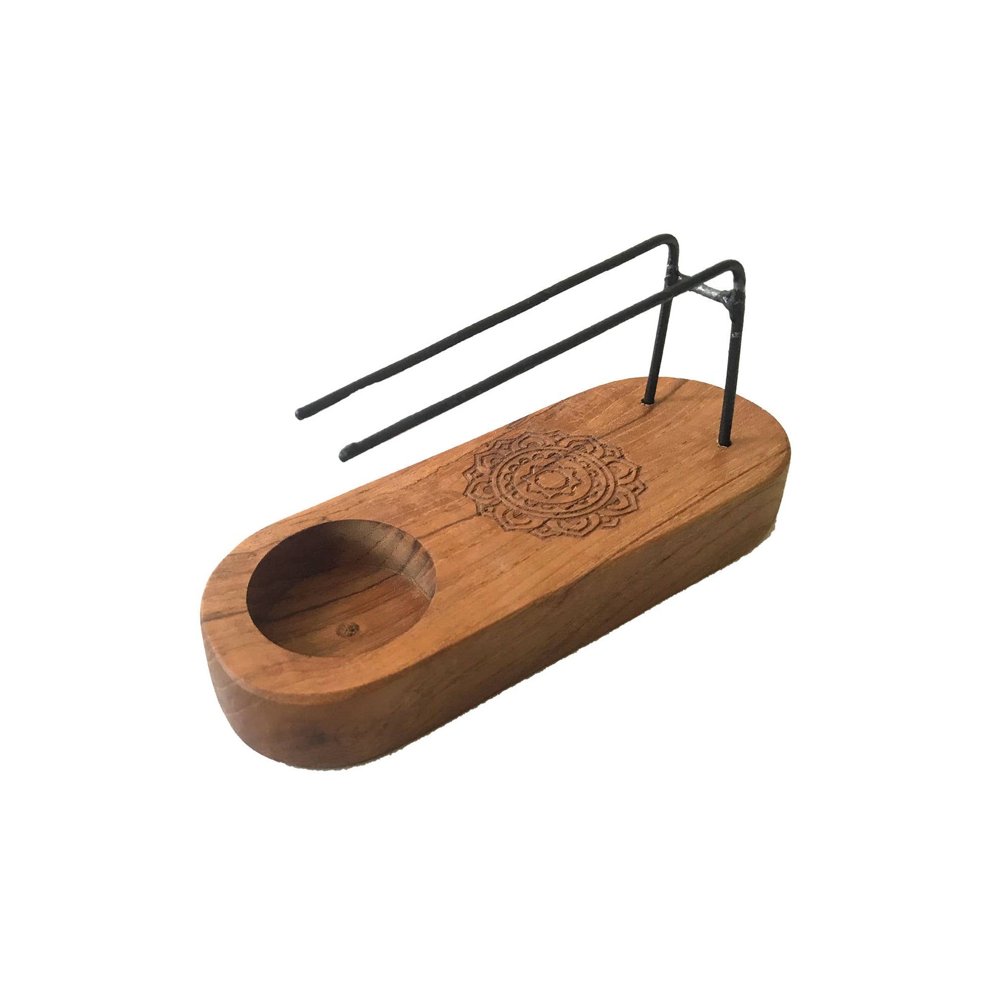 Palo Santo Heaters: Small Palo Santo Heater - Teak Wood - Mandala Design
