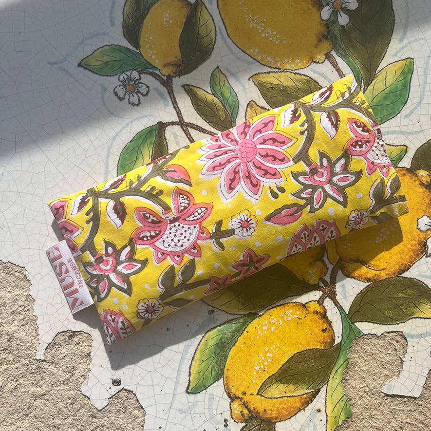 Eye Pillow Aromatherapy | Indian Block Print | Lavender: Yellow