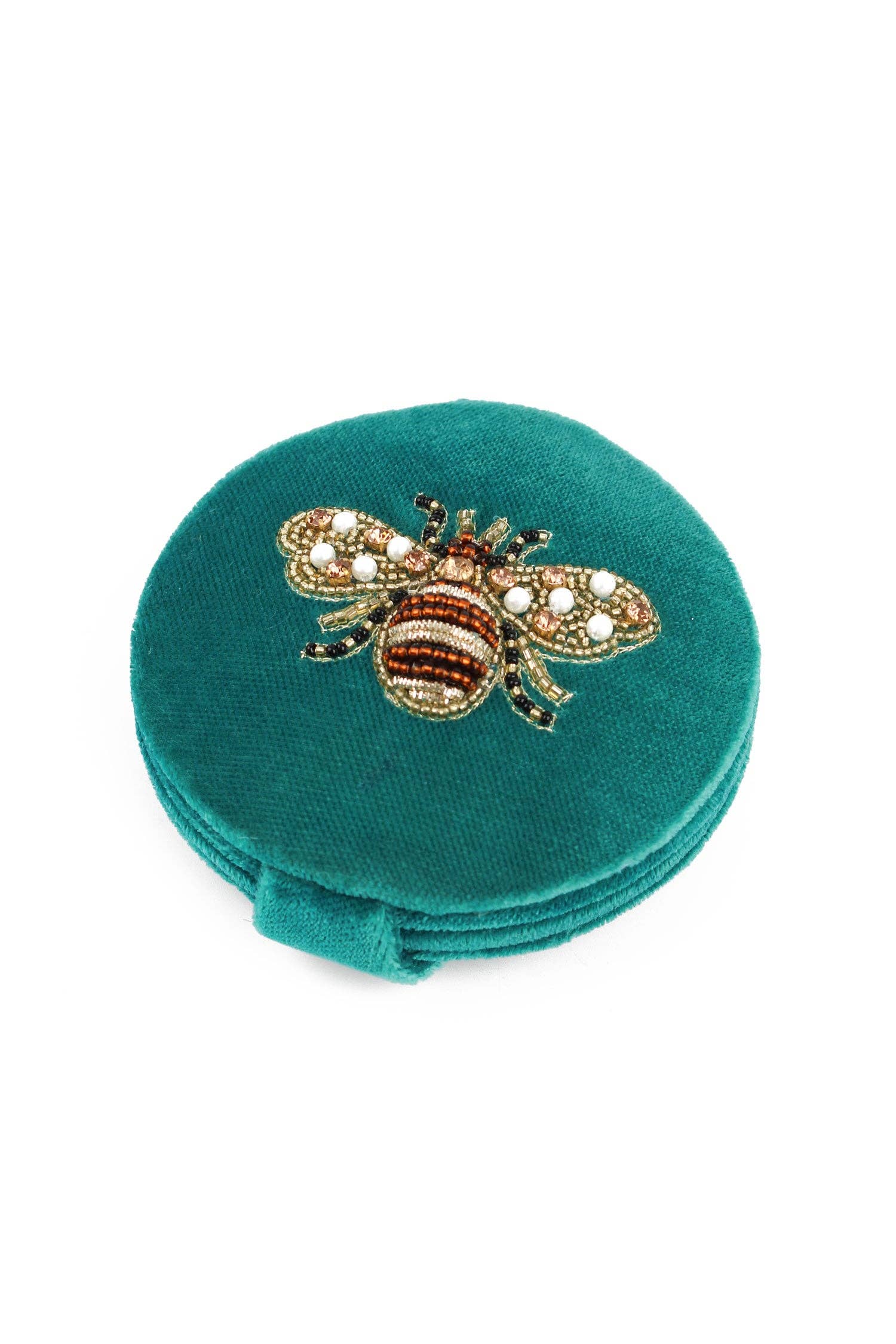 TEAL GOLDEN BEE COMPACT MIRROR