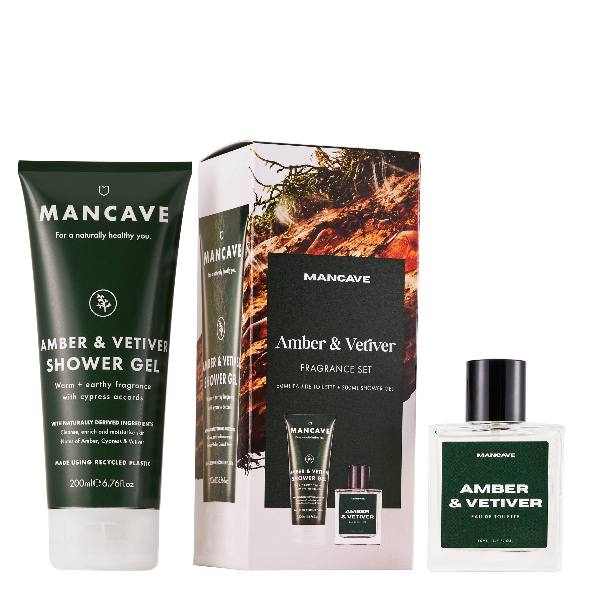 Mens Premium Fragrance Set, Amber & Vetiver, Mens Gifts