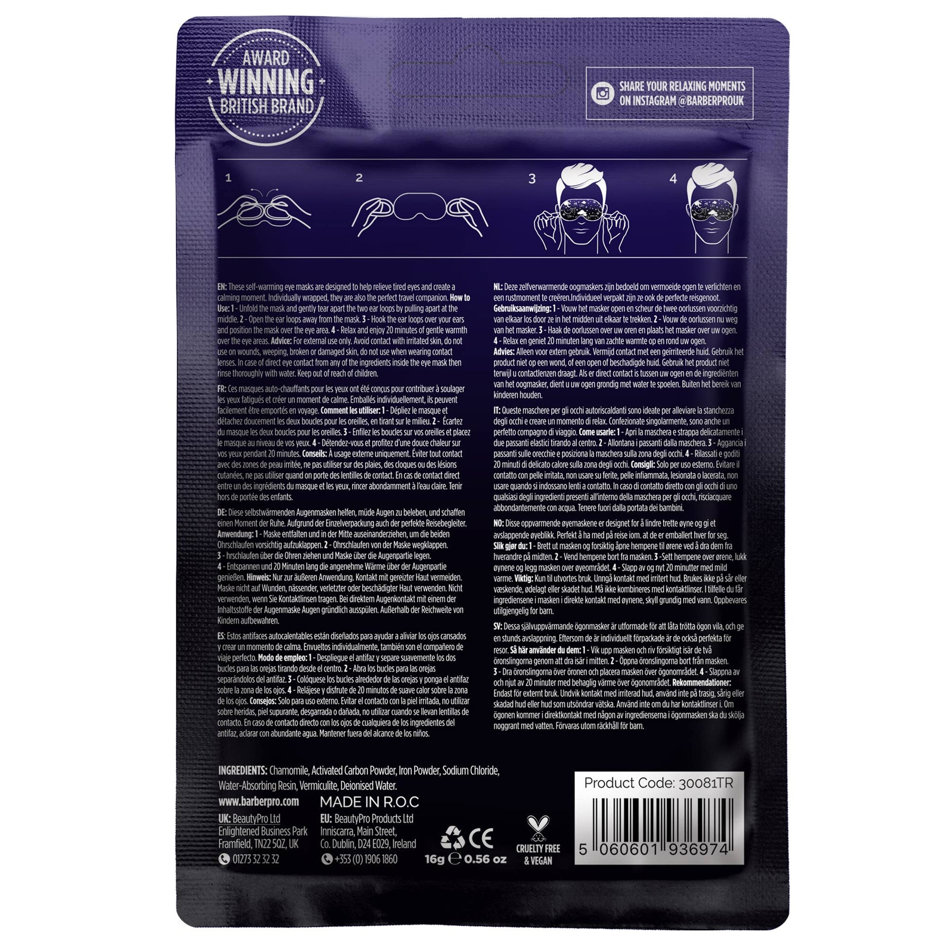 BARBER PRO Warming Eye Mask - Box of 5