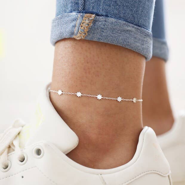 Stainless Steel Starry Anklet in Silver