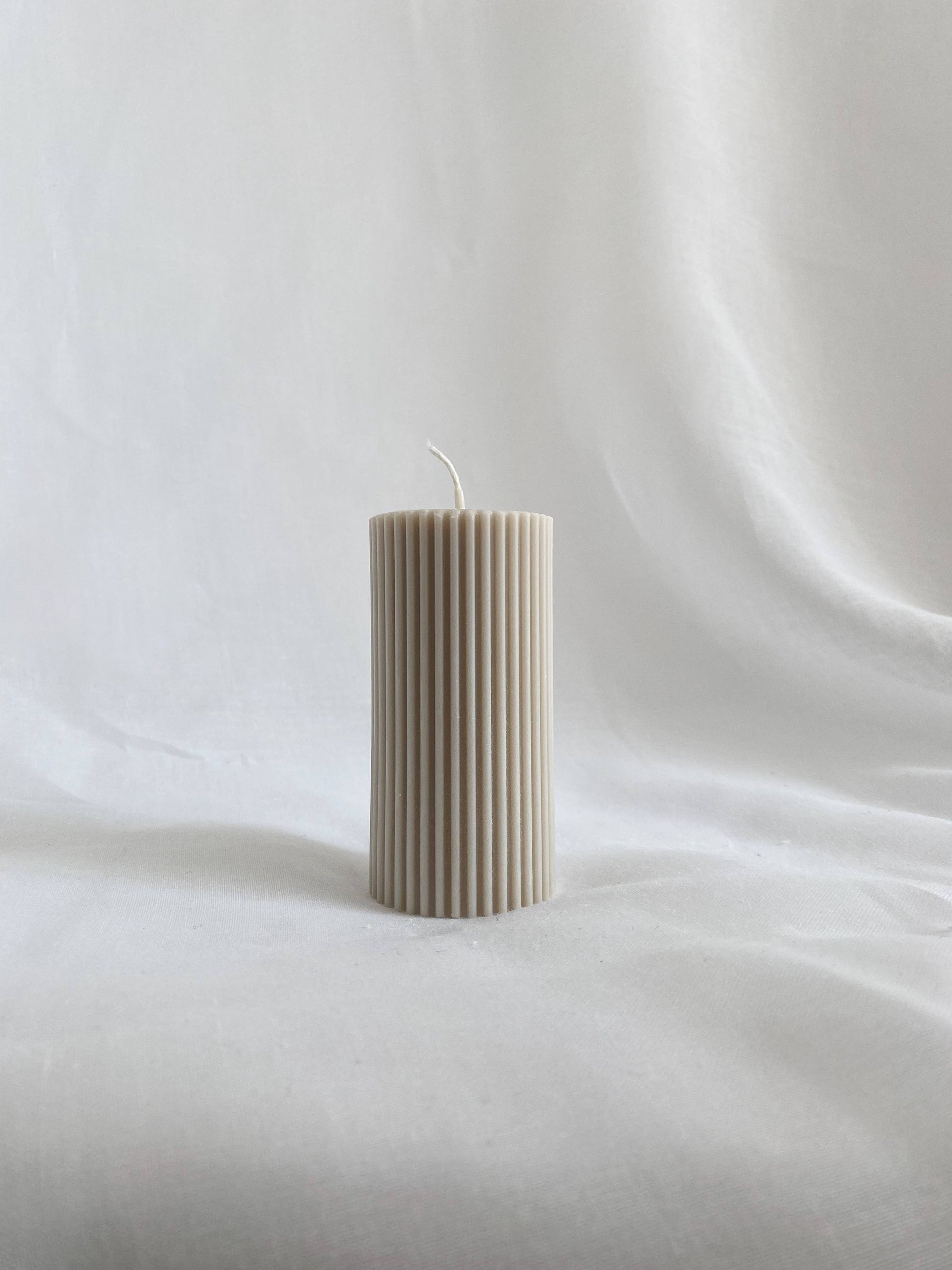 Small Ribbed Pillar Candle. Vegan, soy, small batch. Weddin: Blush Pink