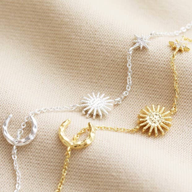 Sun and Moon Chain Bracelet in Gold