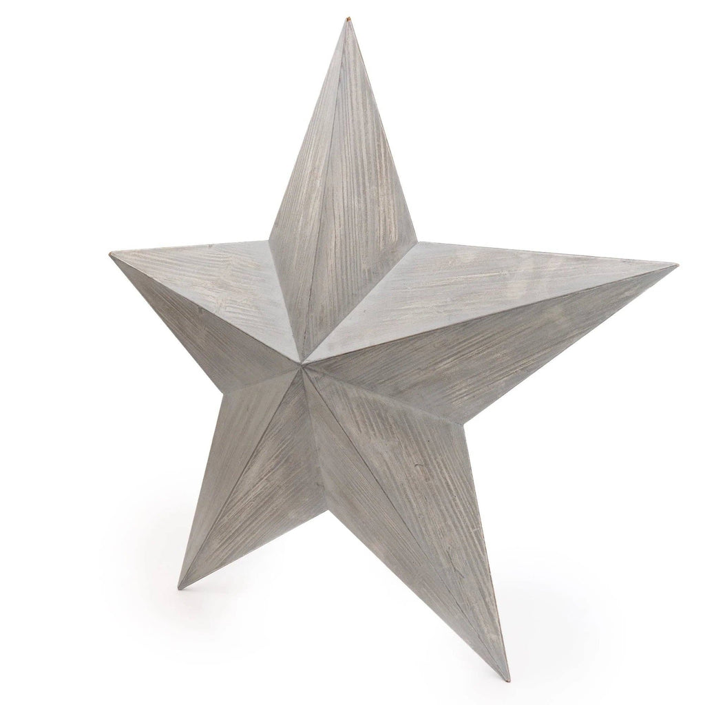 Extra Large 3D Star Wall Hanging in Grey Wash 2PK