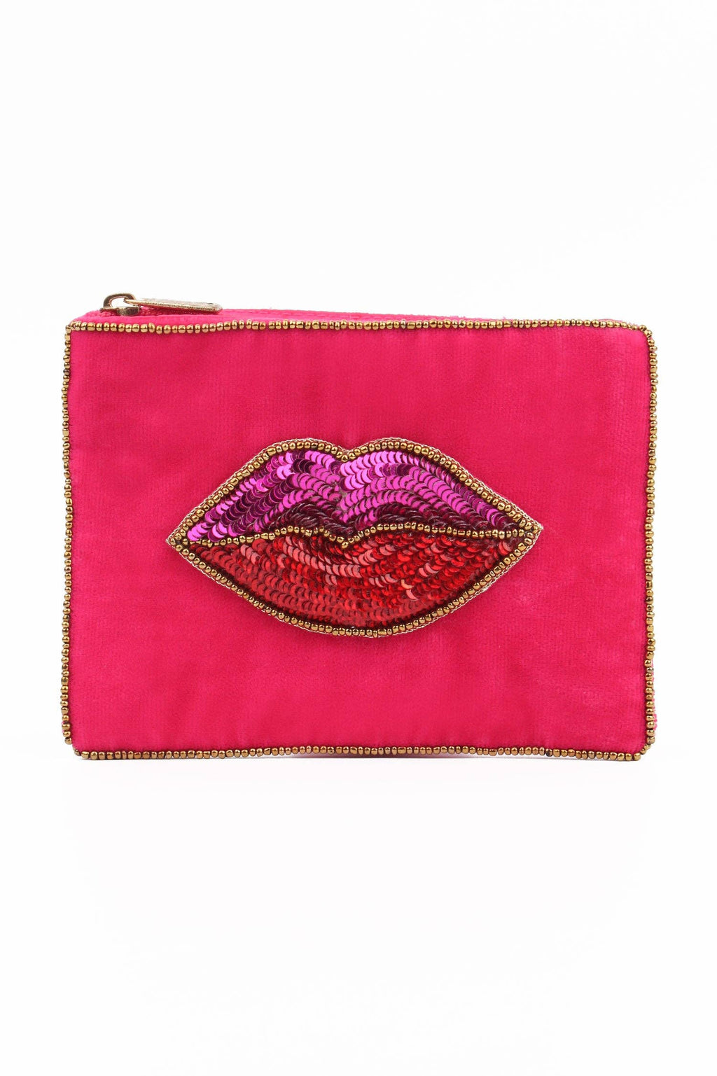 LIPS ON BRIGHT PINK SMALL POUCH