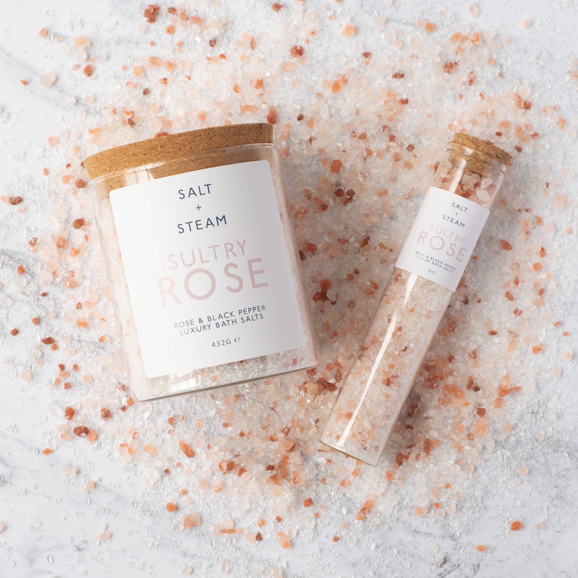 Sultry Rose - Rose & Black Pepper Bath Salts 80g & 432g: Jar