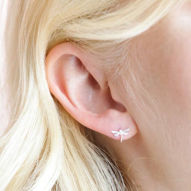 Sterling Silver Dragonfly Stud Earrings