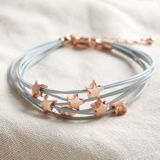 Multi-strand Star Bracelet In Grey And Rose Gold