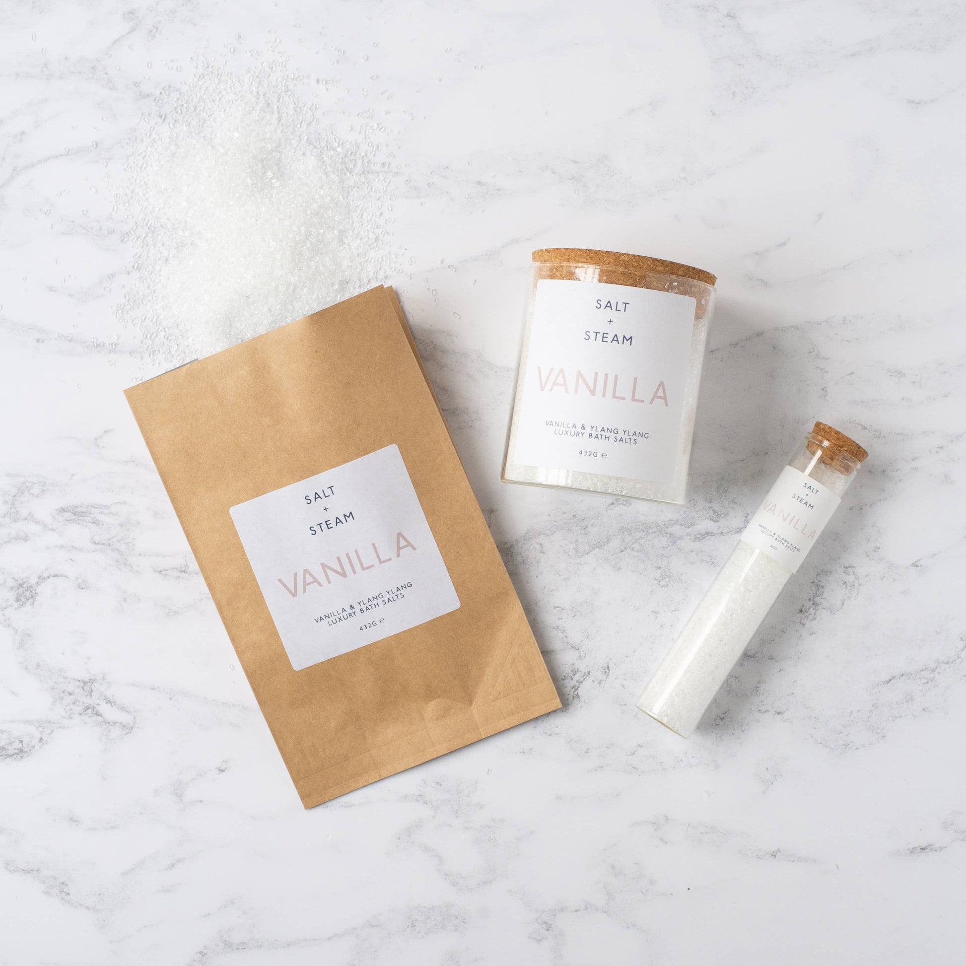 Vanilla - Vanilla & Ylang Ylang Bath Salts 80g & 432g: Jar