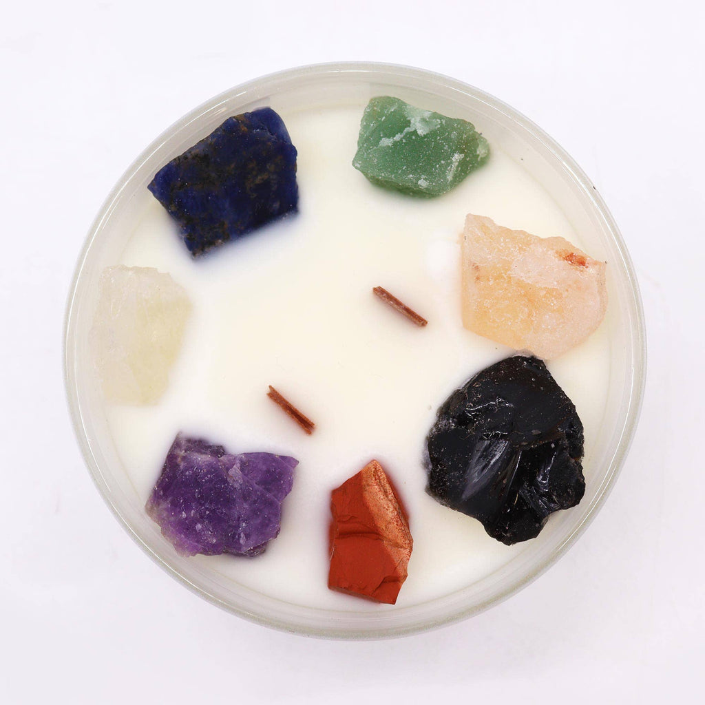 ChkCC-08 - Large Chakra Crystal Candle - Seven Chakras