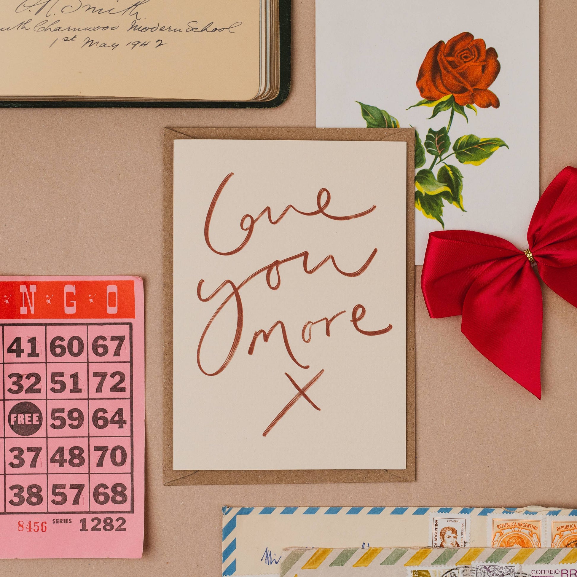 'Love You More X' Handwritten Anniversary Card : Cello