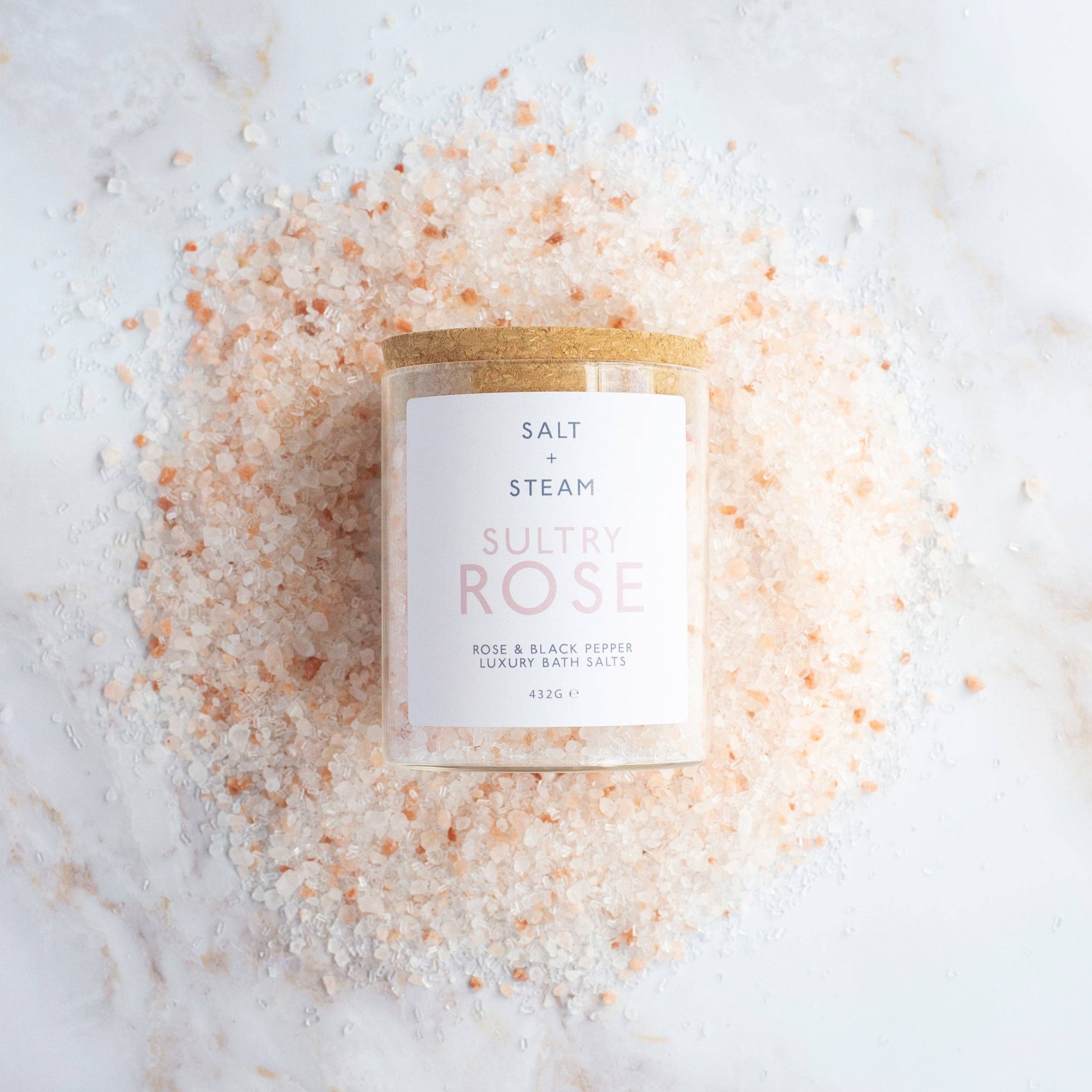 Sultry Rose - Rose & Black Pepper Bath Salts 80g & 432g: Jar