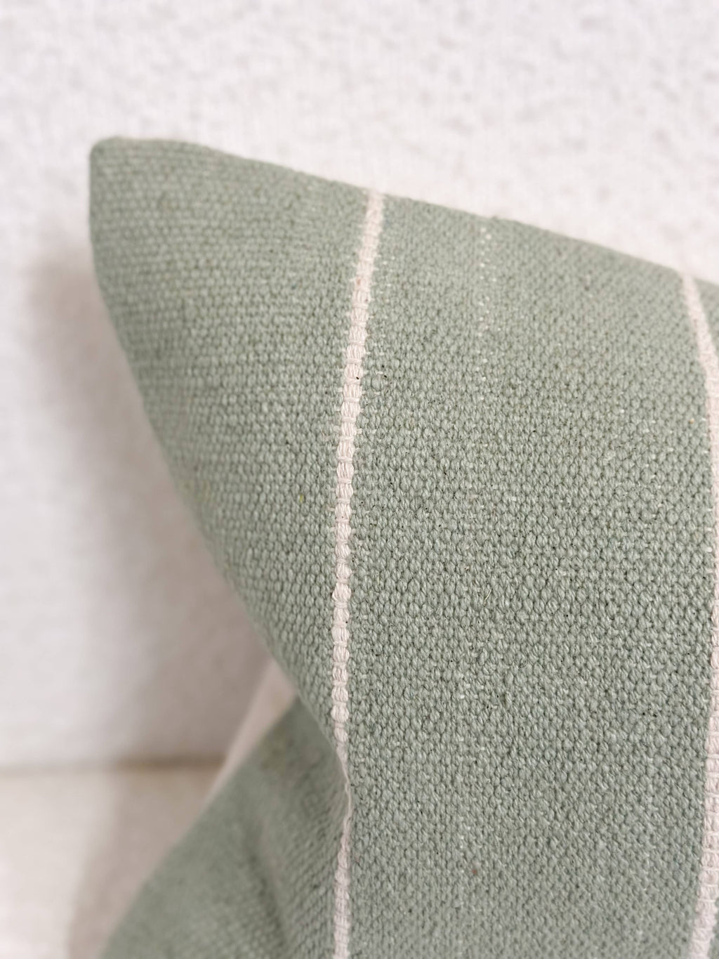 India Luxe Cotton Cushion Cover 50x30 - Sage Stripe