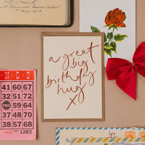 'A Great Big Birthday Hug' Handwritten Birthday Card: Naked