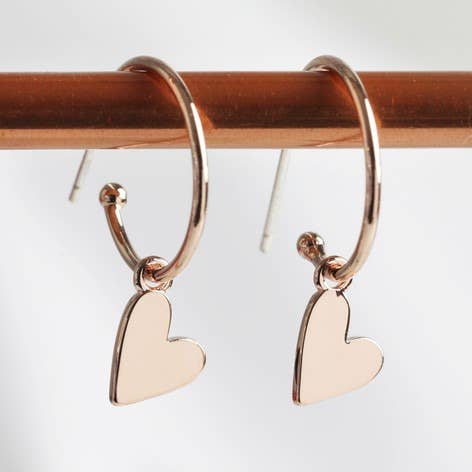 Falling Heart On Earring Hoop: Gold