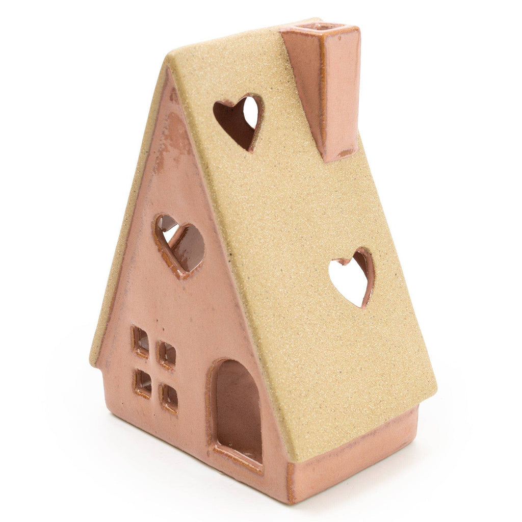 11.5CM HOUSE TEALIGHT HOLDER - PINK