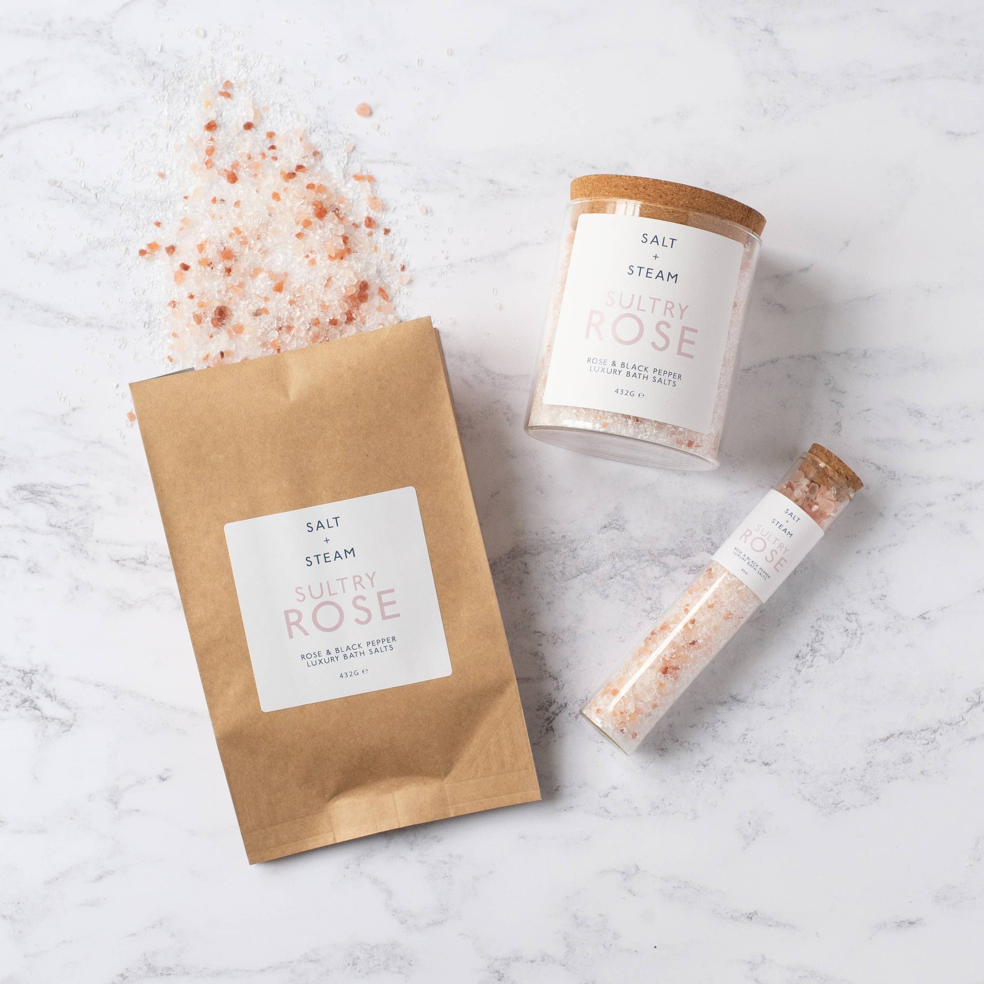 Sultry Rose - Rose & Black Pepper Bath Salts 80g & 432g: Jar