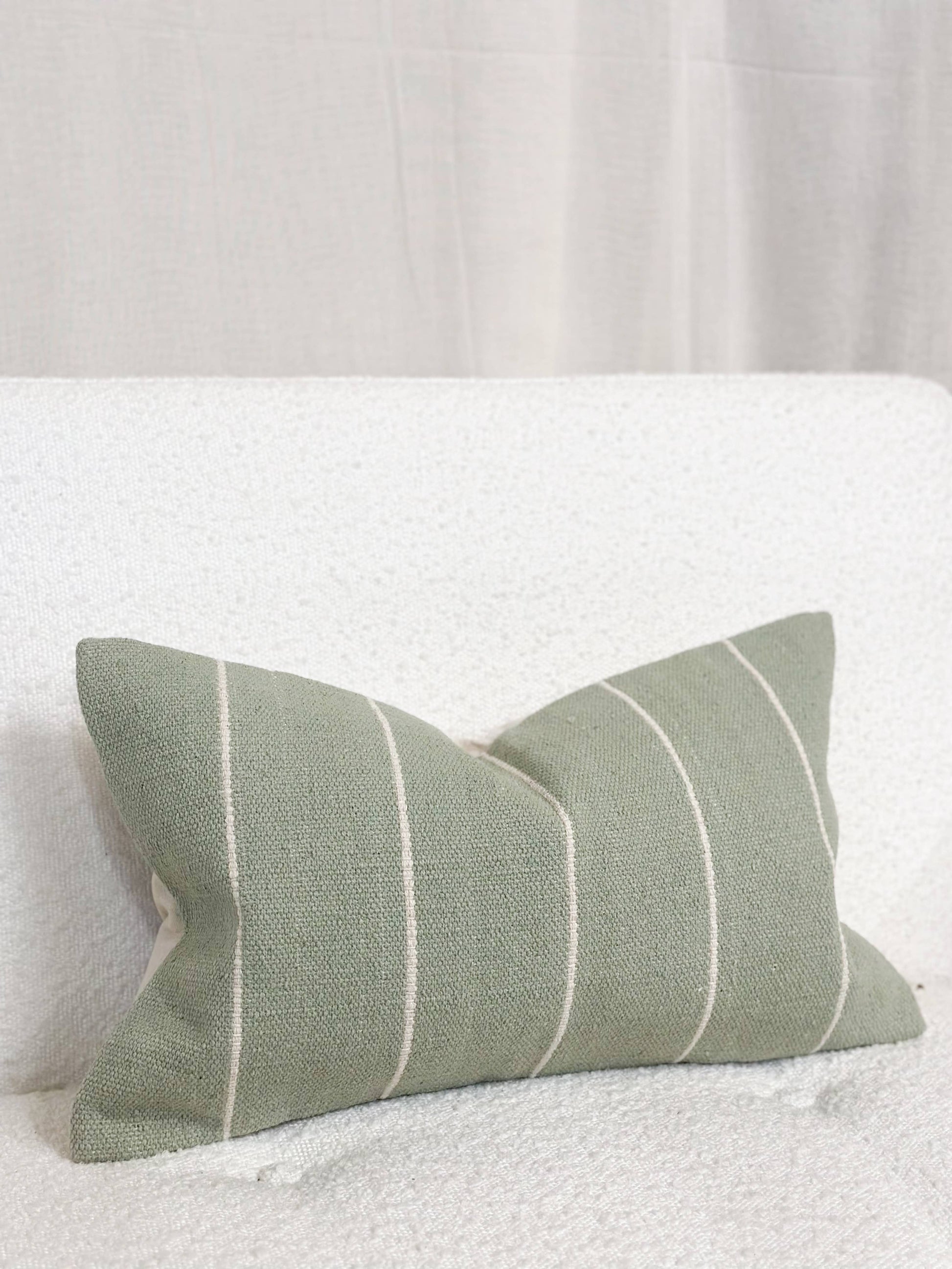 India Luxe Cotton Cushion Cover 50x30 - Sage Stripe