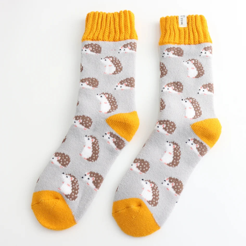 Miss Sparrow Winter Hedgehog Socks