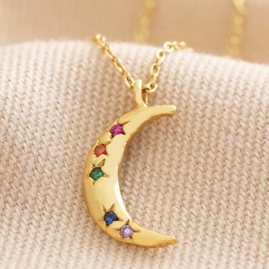 lisa angel gold moon rainbow necklace