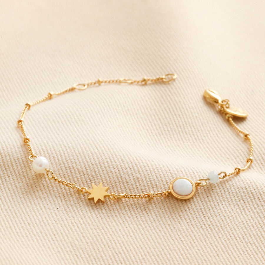 Lisa Angel gold amazonite charm bracelet