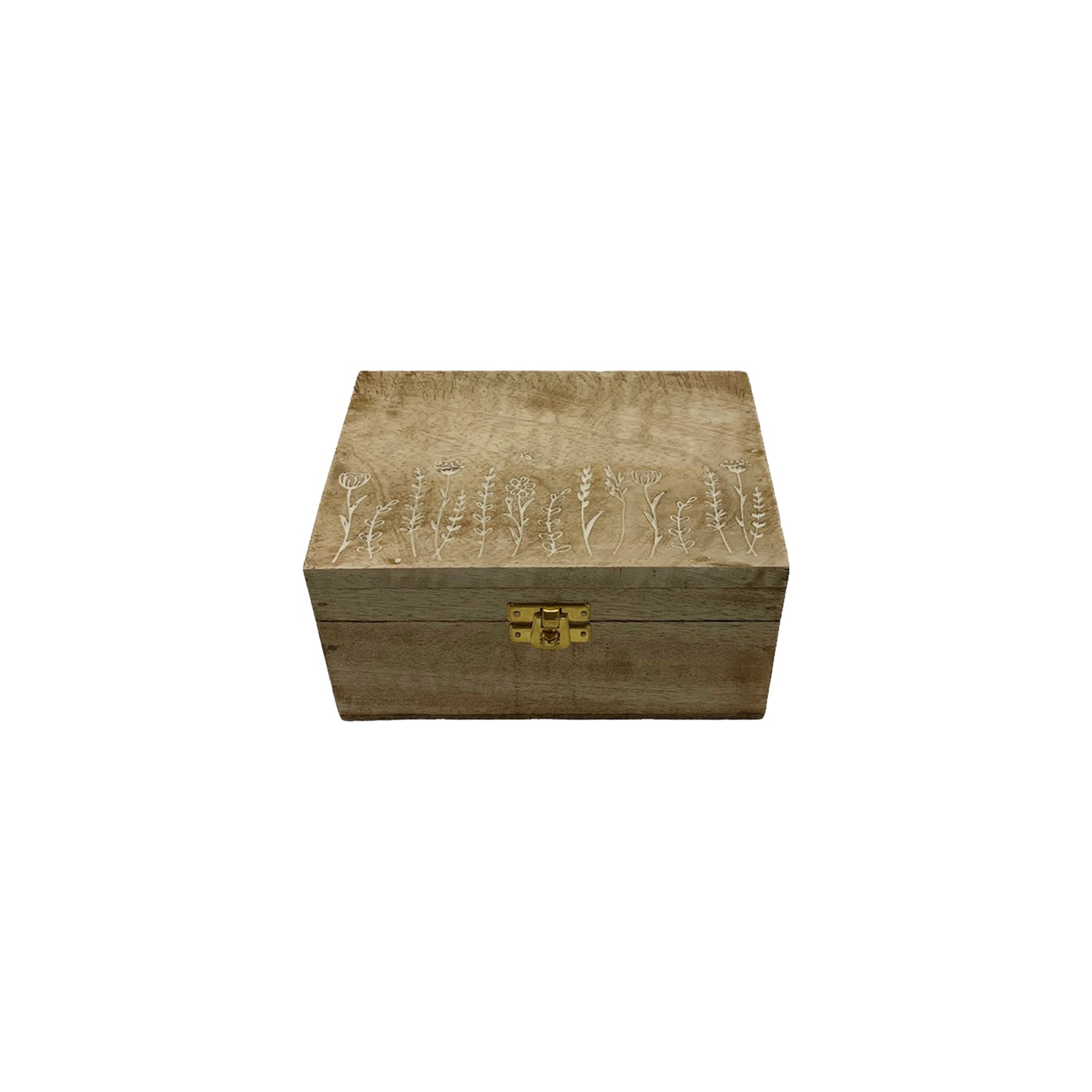 Wildflower Etched Wooden Box
