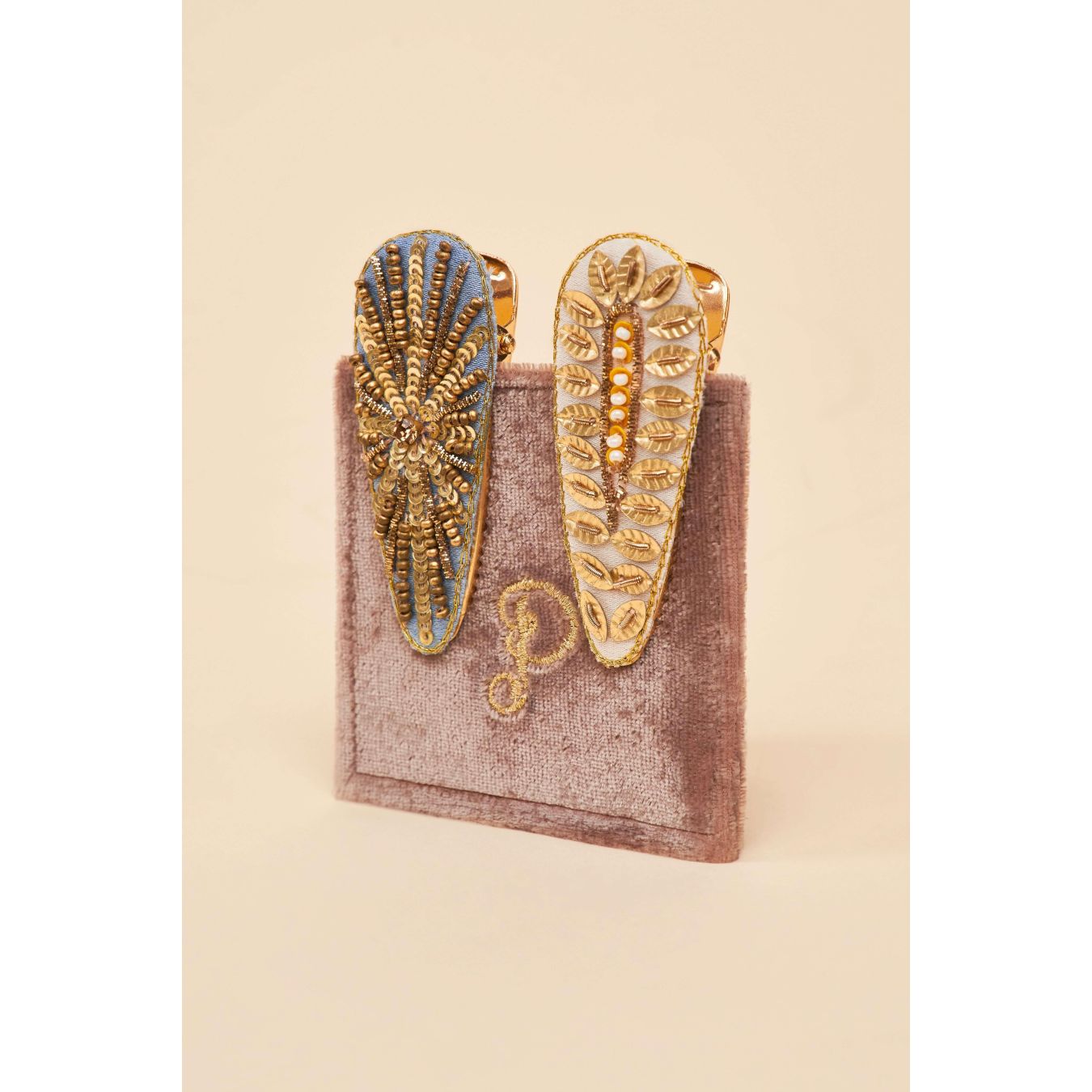 Powder: Jewelled Hair Clips (Set of 2) - Wheatgrass & Starburst