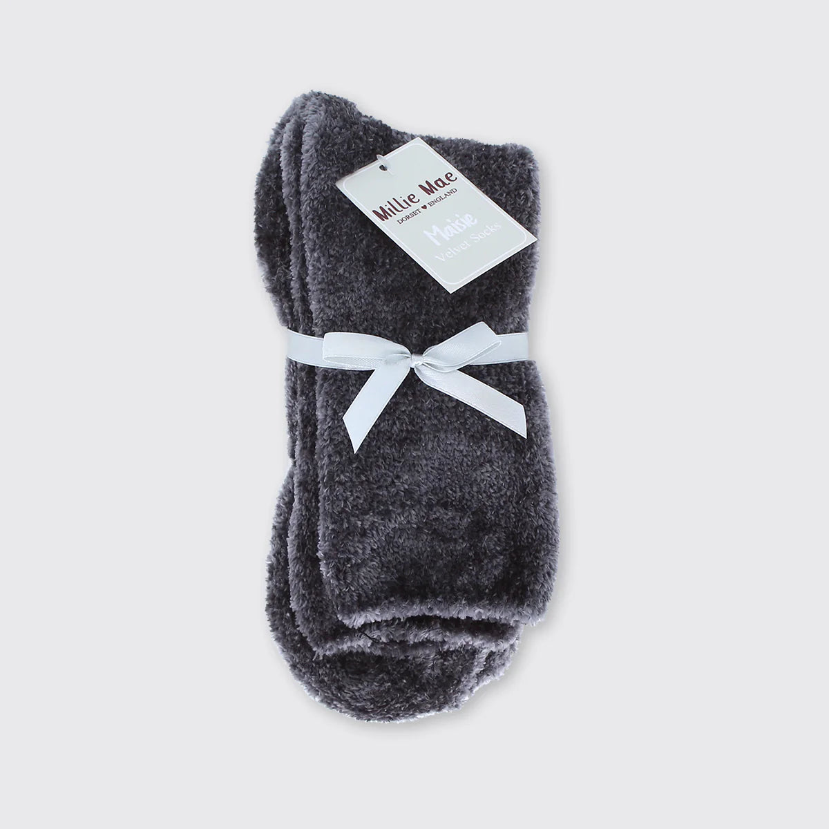 Ladies Velvet Socks- Grey