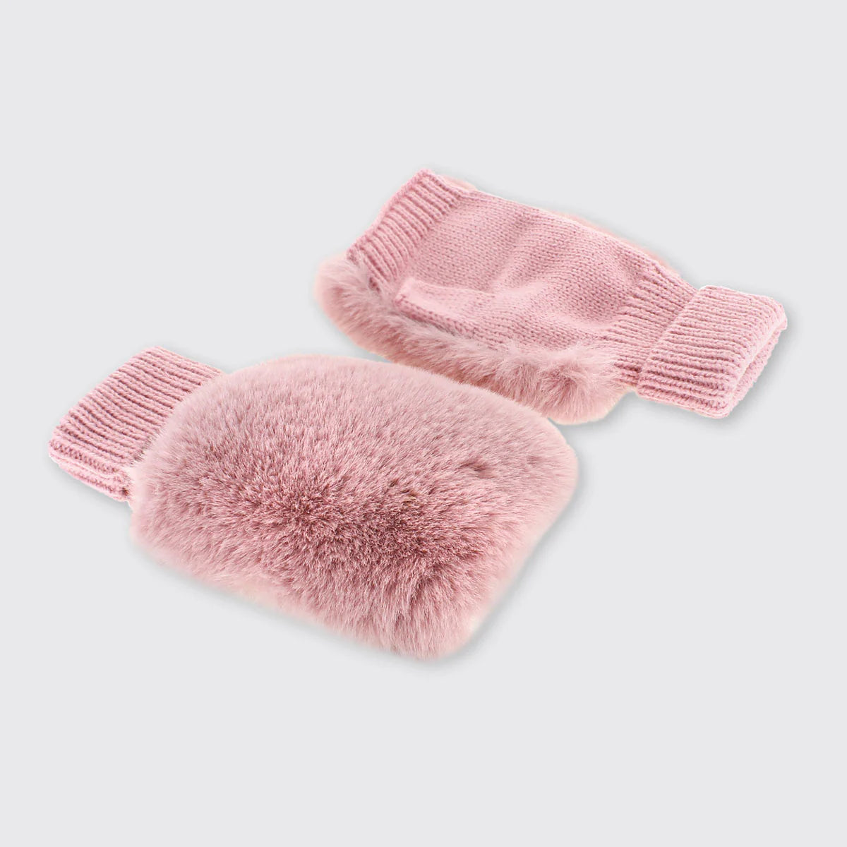 Millie Mae Faux Fur Fingerless Gloves- Pink
